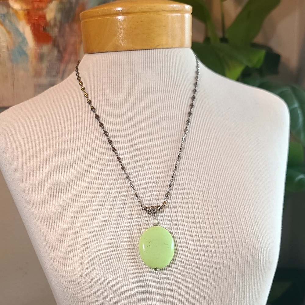 Fun green real stone necklace